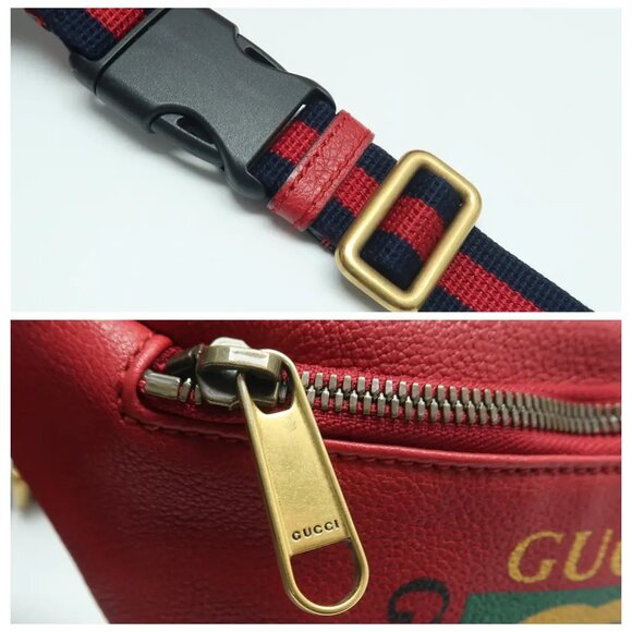 Gucci Print Red Leather Belt Bag 493-031325 - Picture 7 of 12